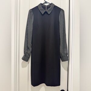 Tommy Hilfiger Black Dress with White Polka Dot Sleeves